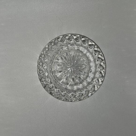 Vintage Pressed Glass Swirl Tealight Holder 3.5" Clear Round Dish - Picture 4 of 4